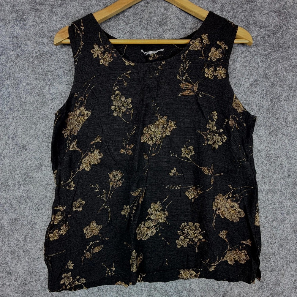 VTG Tank Top Women Black‎ Dark Romantic Goth 90s Office Layer Shell Indie Sleaze